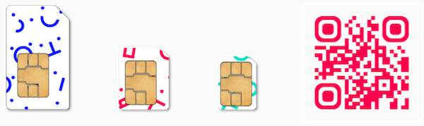 經典 SIM 和 MicroSIM 卡以及 eSIM 卡